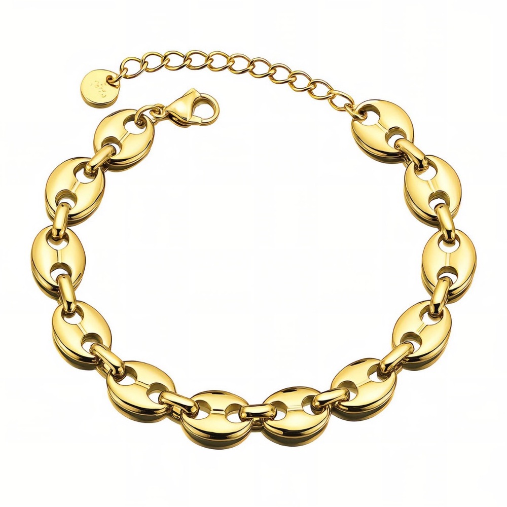 18k Gold Plated Stainless Steel Waterproof Link Chain Bracelet - Women Jewelry
